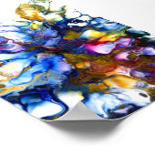 Koninklijk Blauw en Roze Abstracte Vloeiende Kunst Poster (Hoek)