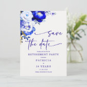 Koninklijk Blauw en Stof Blauw Pensioen Save the D Kaart (Staand voorkant)