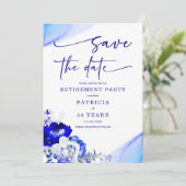 Koninklijk Blauw en Stof Blauw Pensioen Save the D Kaart (Staand voorkant)