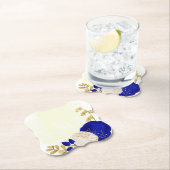 koninklijk blauw en wit bloemen goud kartonnen onderzetters (Insitu)