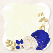 koninklijk blauw en wit bloemen goud kartonnen onderzetters (Voorkant)