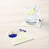 koninklijk blauw en wit bloemen goud kartonnen onderzetters (Insitu)