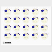 koninklijk blauw en wit bloemen goud ronde sticker (Vel)
