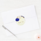 koninklijk blauw en wit bloemen goud ronde sticker (Envelop)