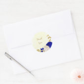koninklijk blauw en wit bloemen goud ronde sticker (Envelop)