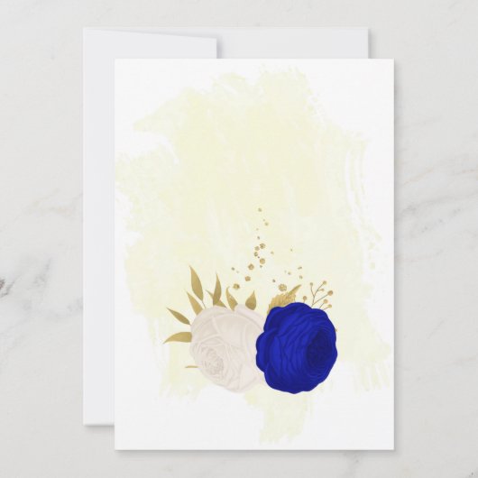 koninklijk blauw en wit bloemen gouden verjaardag kaart (Achterkant)