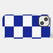 Koninklijk Blauw en Wit Geruit Patroon iPhone Hoesje (Achterkant horizontaal)