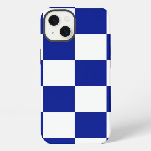 Koninklijk Blauw en Wit Geruit Patroon iPhone Hoesje (Achterkant)