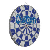 Koninklijk Blauw En Wit Met Blauwe Aangepaste Teks Dartbord (Voorkant Links)