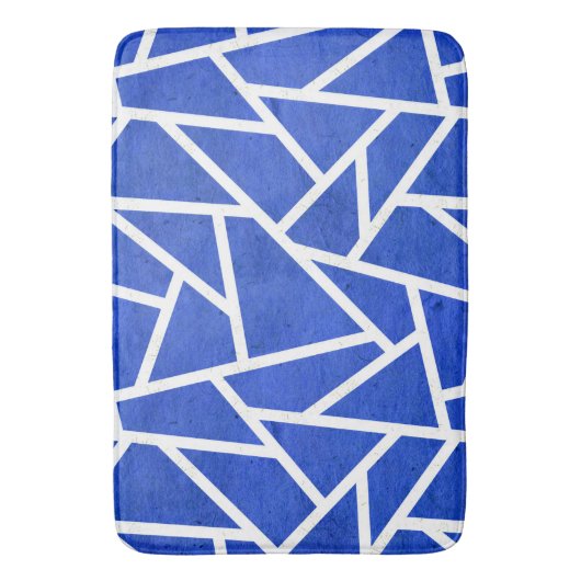 Koninklijk blauw en wit mozaïekpatroon badmat (Voorkant Verticaal)