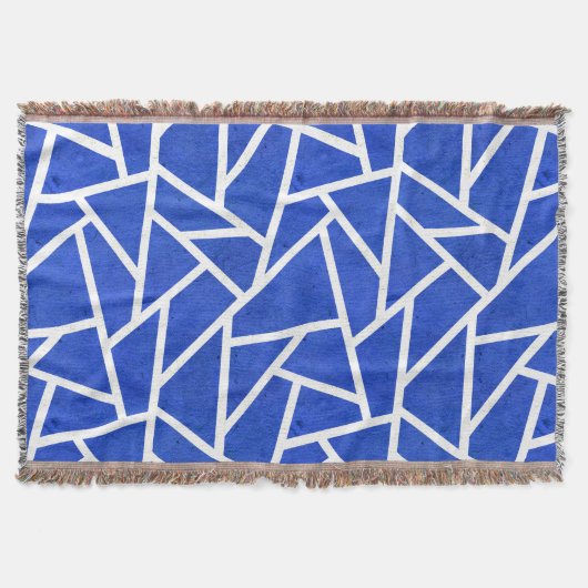Koninklijk blauw en wit mozaïekpatroon deken (Voorkant)