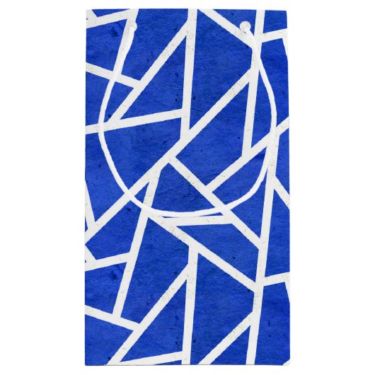 Koninklijk blauw en wit mozaïekpatroon klein cadeauzakje (Achterkant)