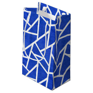 Koninklijk blauw en wit mozaïekpatroon klein cadeauzakje
