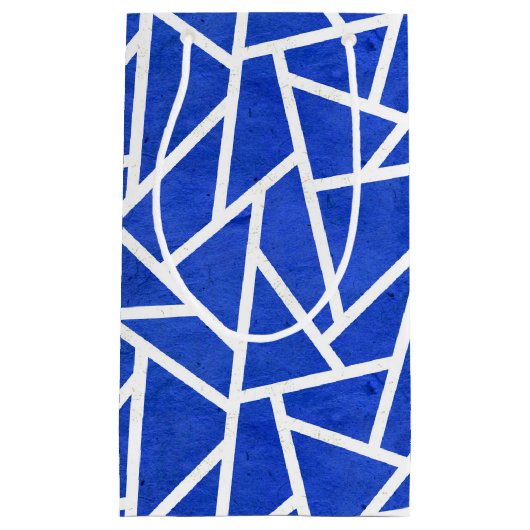 Koninklijk blauw en wit mozaïekpatroon klein cadeauzakje (Voorkant)