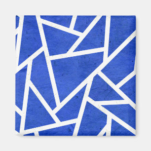 Koninklijk blauw en wit mozaïekpatroon magneet