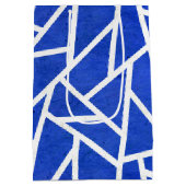 Koninklijk blauw en wit mozaïekpatroon medium cadeauzakje (Achterkant)