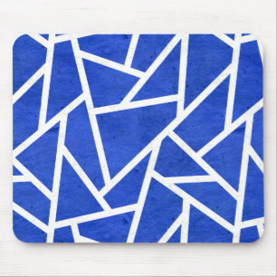 Koninklijk blauw en wit mozaïekpatroon muismat