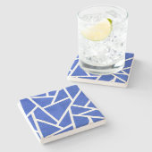 Koninklijk blauw en wit mozaïekpatroon stenen onderzetter (Zijkant)