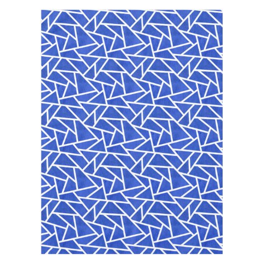 Koninklijk blauw en wit mozaïekpatroon tafelkleed (Voorkant)