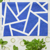 Koninklijk blauw en wit mozaïekpatroon theedoek (Gevouwen)