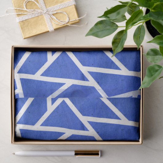 Koninklijk blauw en wit mozaïekpatroon tissuepapier (Geschenk)