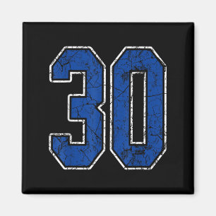 Koninklijk Blauw En Wit Nummer 30 Jersey Speler Un Magneet
