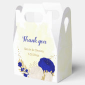 koninklijk blauw en witte bloemen gouden botanisch bedankdoosjes (Geopend)
