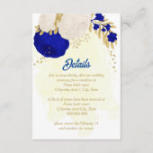 koninklijk blauw en witte bloemen gouden botanisch informatiekaartje (Voorkant)