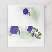 koninklijk blauw en witte bloemen groen plaatskaartje (Buitenkant ongevouwen)