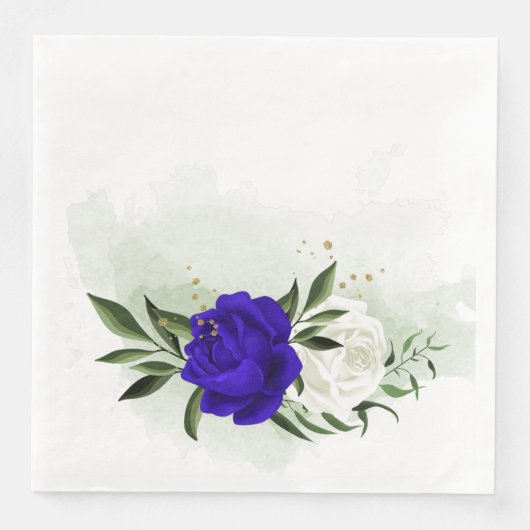 koninklijk blauw en witte bloemen groen servet (Voorkant)