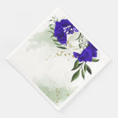 koninklijk blauw en witte bloemen groen servet (Hoek)