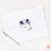 koninklijk blauw en witte bloemen groen vierkante sticker (Envelop)