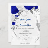 koninklijk blauw en witte bloemen zilver botanisch kaart (Voorkant / Achterkant)