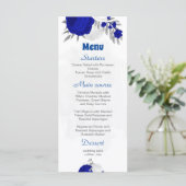 koninklijk blauw en witte bloemen zilver botanisch menu (Staand voorkant)
