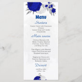 koninklijk blauw en witte bloemen zilver botanisch menu (Voorkant)