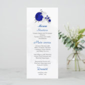 koninklijk blauw en witte bloemen zilver botanisch menu (Staand voorkant)