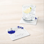 koninklijk blauw en witte bloemen zilver kartonnen onderzetters (Insitu)