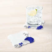 koninklijk blauw en witte bloemen zilver kartonnen onderzetters (Insitu)