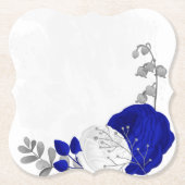 koninklijk blauw en witte bloemen zilver kartonnen onderzetters (Voorkant)