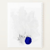 koninklijk blauw en witte bloemen zilver planner (Achterkant)