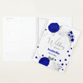 koninklijk blauw en witte bloemen zilver planner (Display)