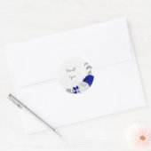 koninklijk blauw en witte bloemen zilver ronde sticker (Envelop)