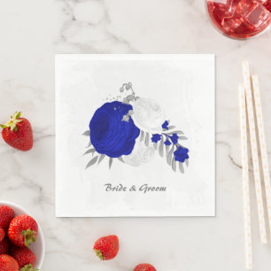 koninklijk blauw en witte bloemen zilver servet
