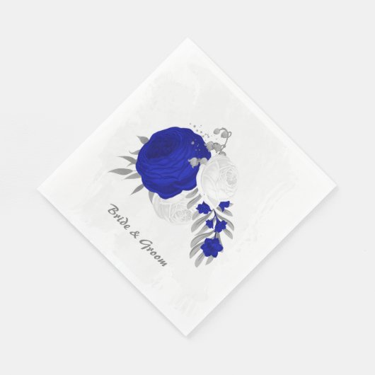 koninklijk blauw en witte bloemen zilver servet (Hoek)