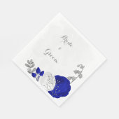 koninklijk blauw en witte bloemen zilveren bruilof servet (Hoek)