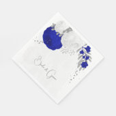 koninklijk blauw en witte bloemen zilveren bruilof servet (Hoek)