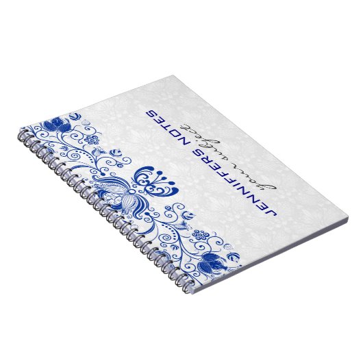 Koninklijk Blauw en Witte Damasvaten en Zwemelen Notitieboek (Rechterzijde)