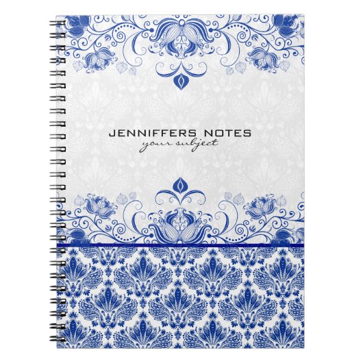 Koninklijk Blauw en Witte Damasvaten en Zwemelen Notitieboek (Voorkant)