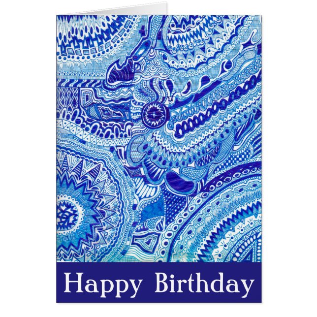 Koninklijk Blauw en Witte Ming stijlverjaardag (Voorkant)