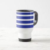 Koninklijk Blauw En Witte Strepen Reisbeker (Voorkant rechts)